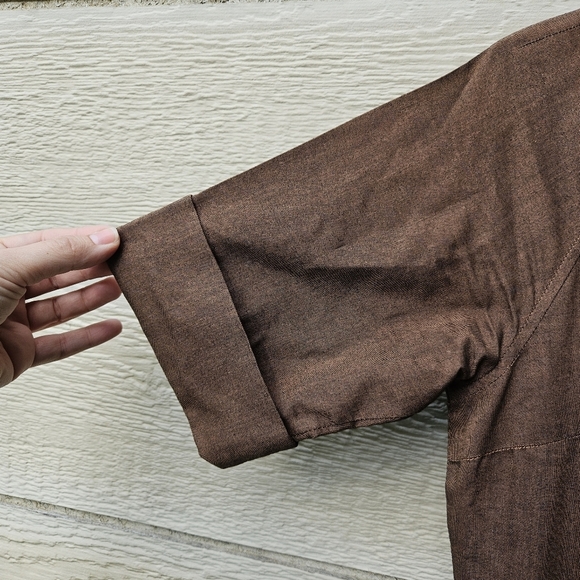 vtg Gay Gibson brown short sleeve day dress 1950s SEE MEASUREMENTS small flaws - Picture 3 of 8